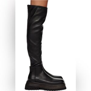 MARSÈLL Black leather Quadrarmato Boots Knee High Boots 39